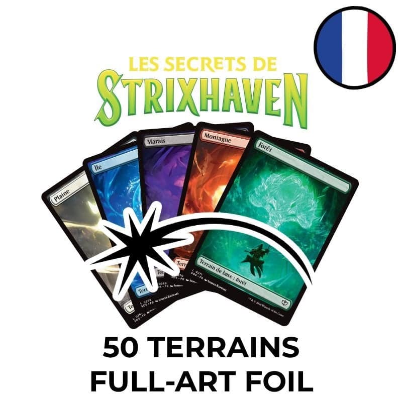 Secrets of Strixhaven Wholesale Lot of 50 Full-Art Foil Basic Lands - Magic FR