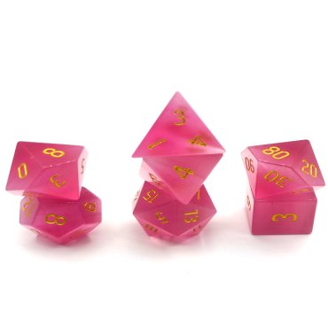 des en pierre semi precieuse lot de 7 des avec boite en metal cats eye rose 