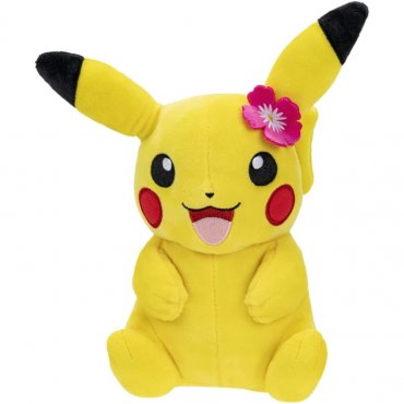 peluche pikachu a fleur rose 20 cm pokemon 