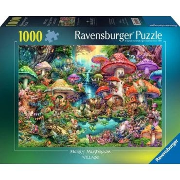 puzzle 1000 p merry mushroom village jeu ravensburger boite de jeu 