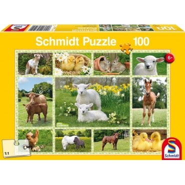 puzzle schmidt 100 pieces bebes animaux a la ferme 