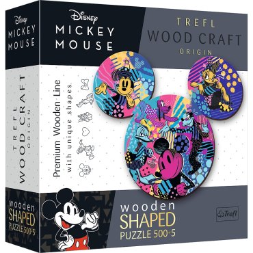 wooden shaped puzzle 500 pieces5 mickey mouse jeu trefl boite de jeu 