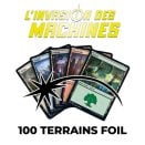 Boite de Lot de 100 terrains de base Foils L'Invasion des machines - Magic