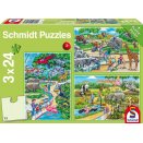 Boite de Puzzle 3x24 pièces - Journée au Zoo